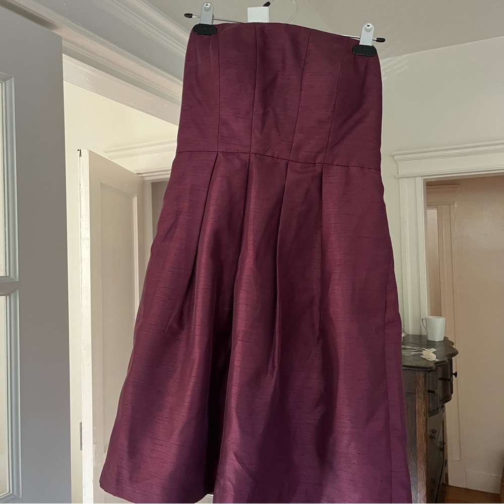 Fuschia strapless event mini dress